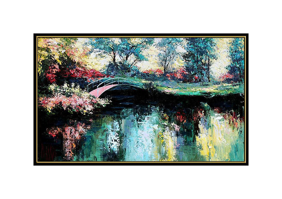 Mark King Large Original Oil Painting On Canvas Floral Landscape Signed Artwork For Sale 1