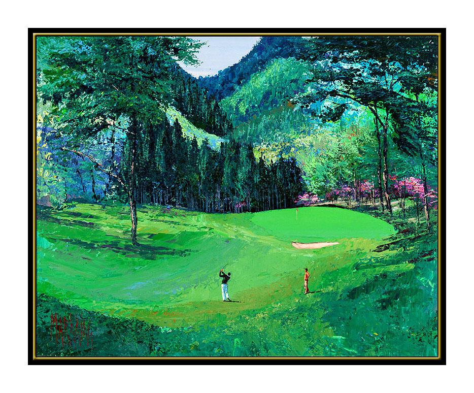 MARK KING Original Acrylic PAINTING ON CANVAS Signed GOLF Sports Artwork Oil SBO - Painting by Mark King