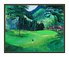 MARK KING Original Acrylic PAINTING ON CANVAS Signed GOLF Sports Artwork Oil SBO