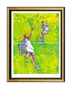 Vintage Mark King Female Tennis Serigraph Original Hand Signed Sports Artwork Deuce SBO