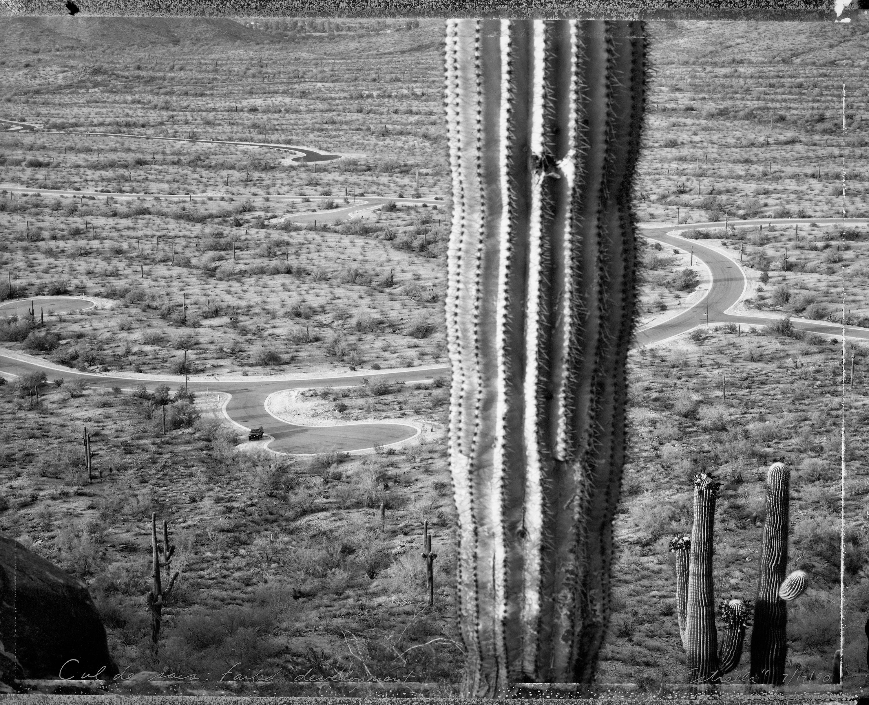 Mark Klett Black and White Photograph – Cul de Sacs: gescheiterte Entwicklung, Estrella, 7/17/90