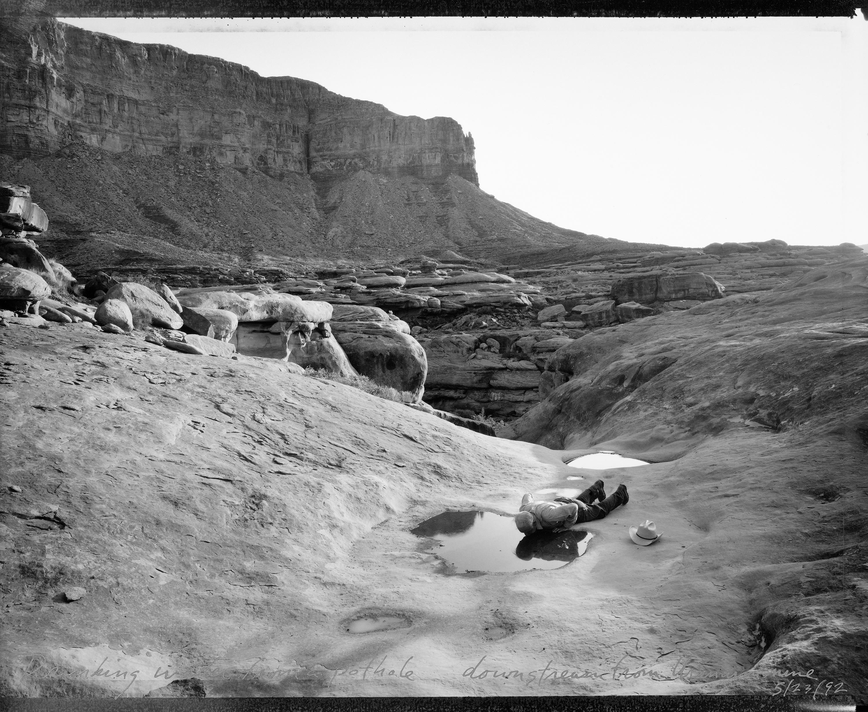 Mark Klett Landscape Photograph - Drinking water from a pothole downstream from Uranium mine, 5/23/92 