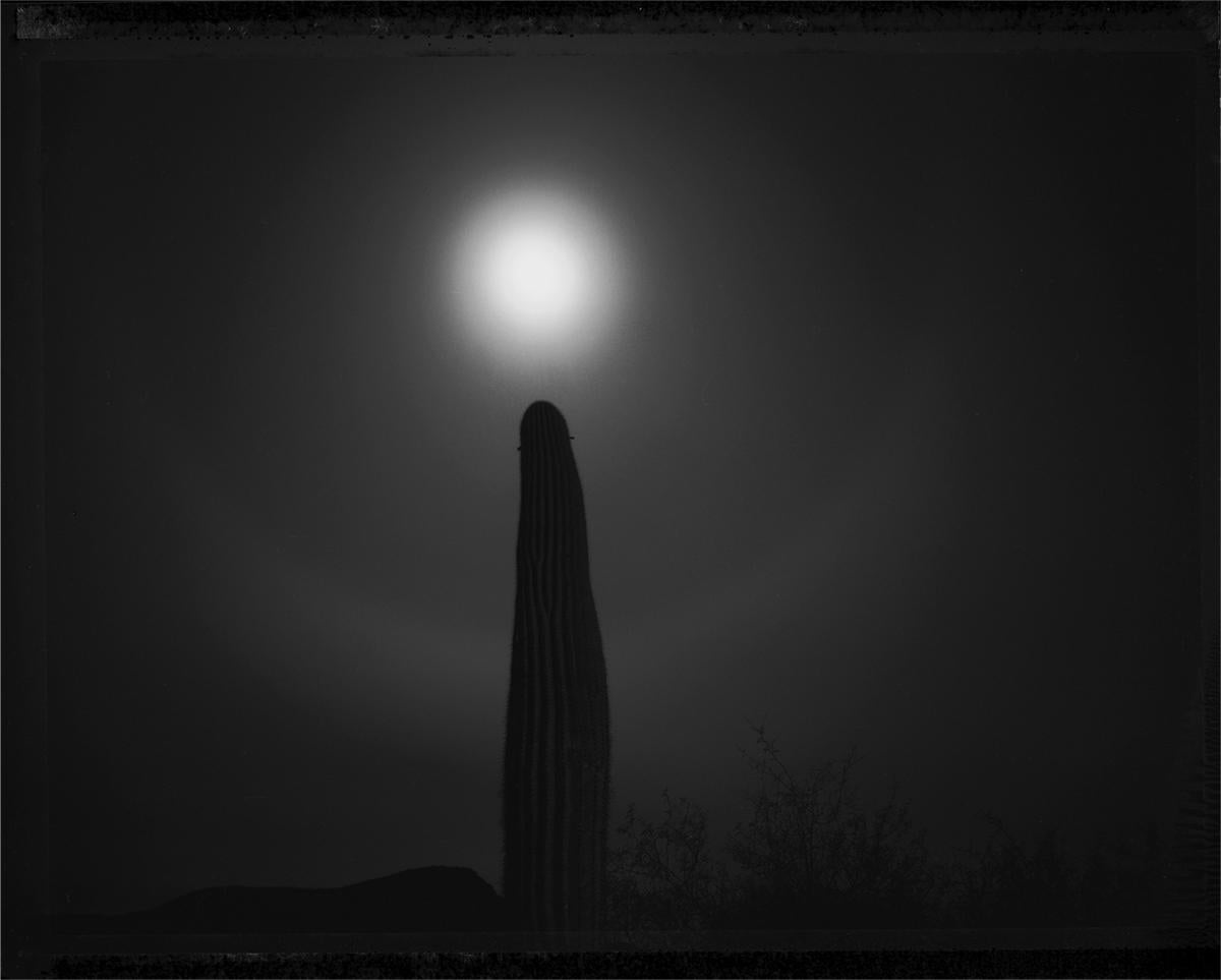 Mark Klett Black and White Photograph - Full Moon with Ring, Sand Tank Mountains, AZ 