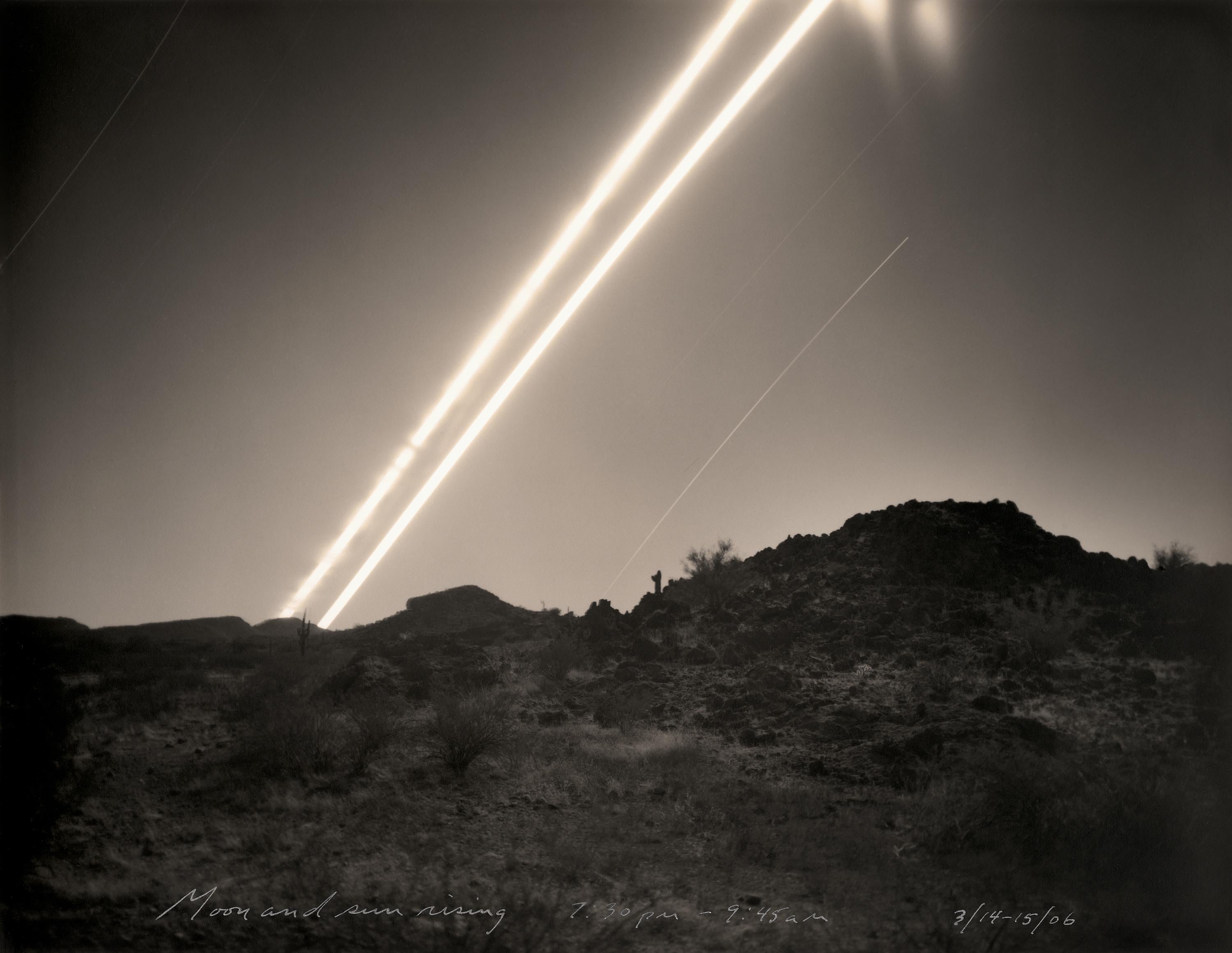 Mark Klett Black and White Photograph - Moon and Sun Rising