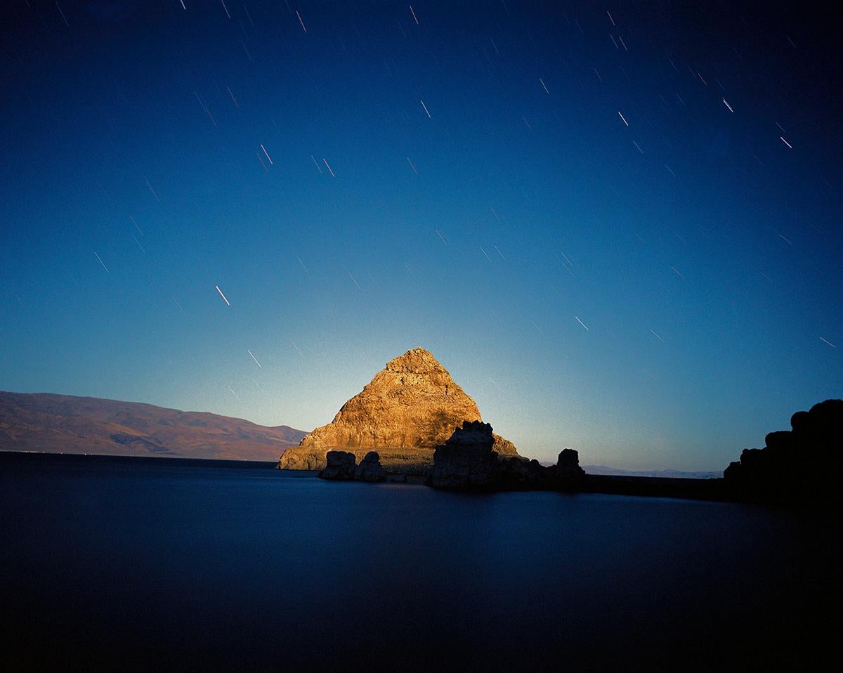 Mark Klett Color Photograph - The Pyramid by Moon Light, Pyramid Lake, NV, 9/13/00 