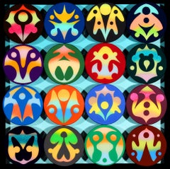 Polyptych 14, oil and acrylic paint on wood panel