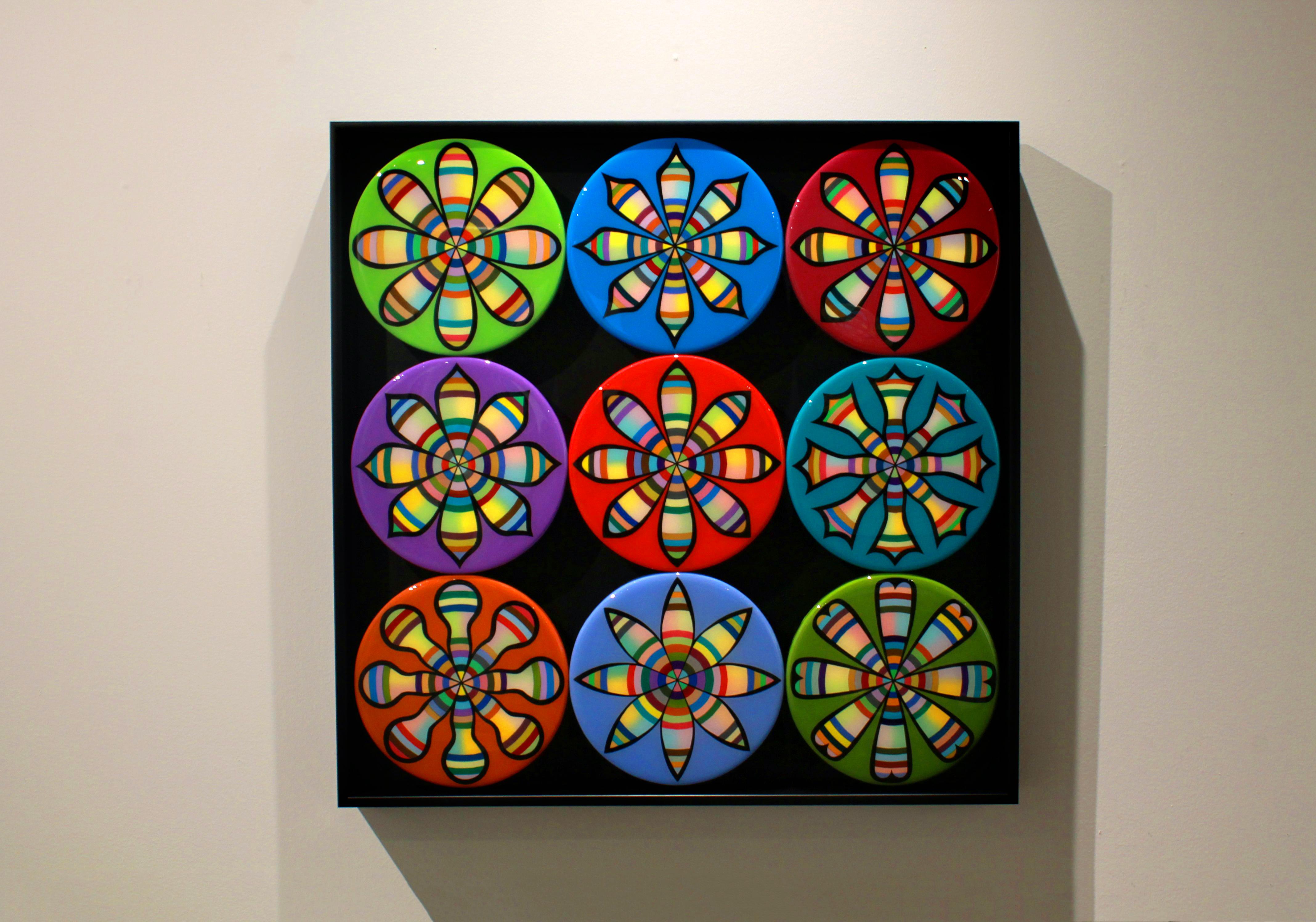Polyptych Sylva, oil and acrylic paint on wood panel, epoxy resin - Abstract Geometric Mixed Media Art by Mark Knoerzer