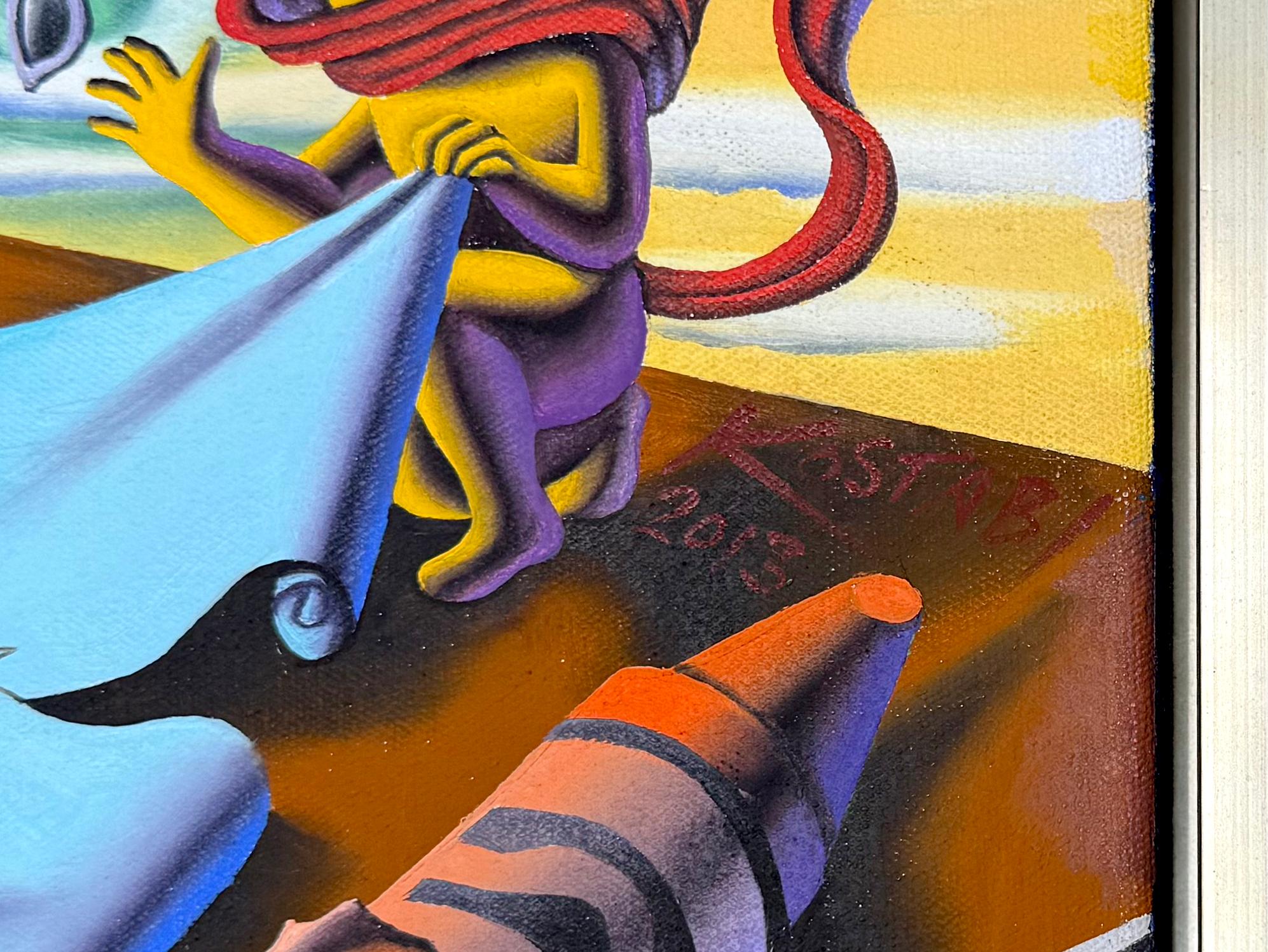 Be Sharp (peinture originale encadrée sur toile) - Painting de Mark Kostabi