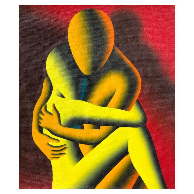 Mark Kostabi Abstract Painting - "Even Closer" Original Oil Painting on Canvas