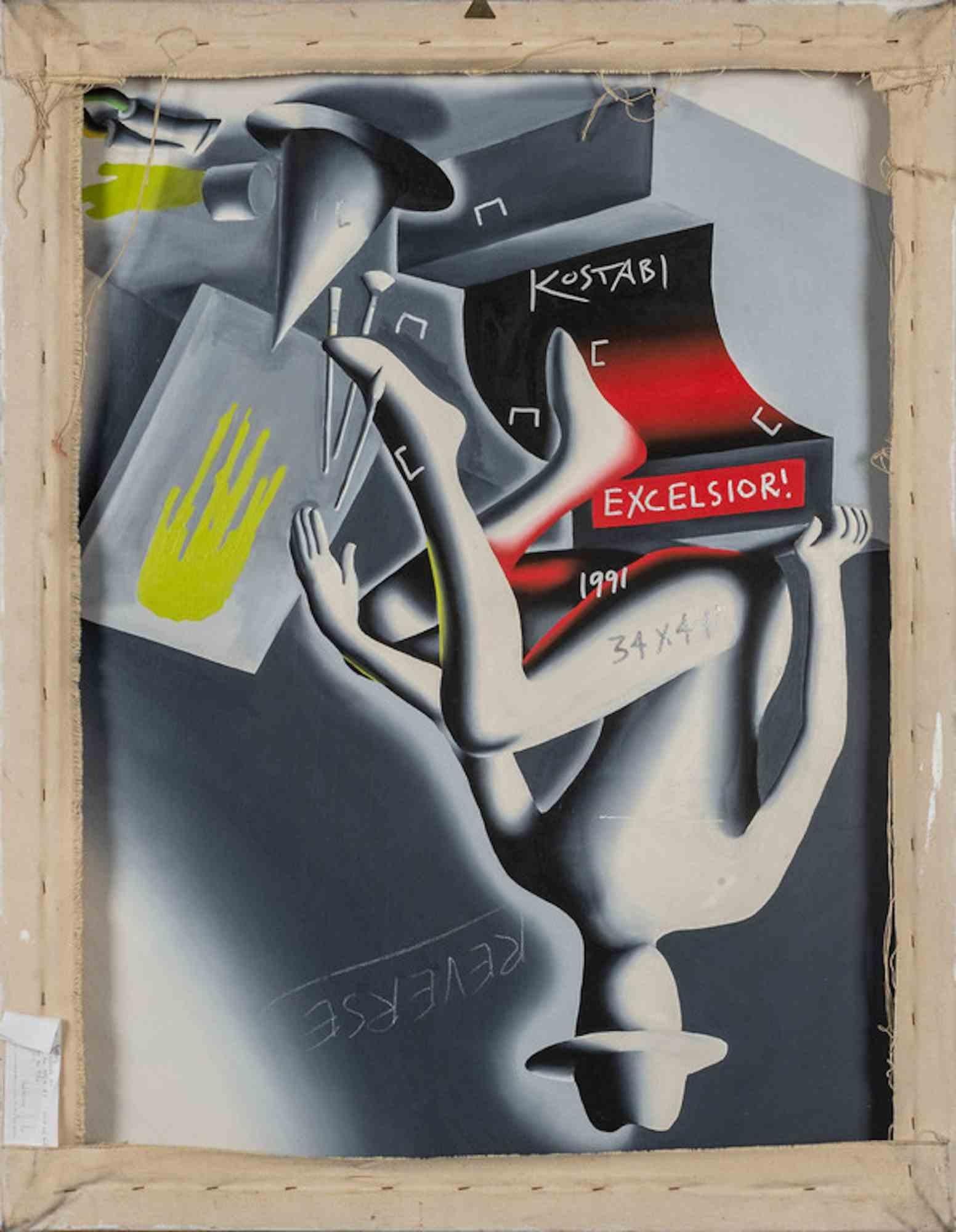 Excelsior - Olio su tela di Mark Kostabi - 1991 1