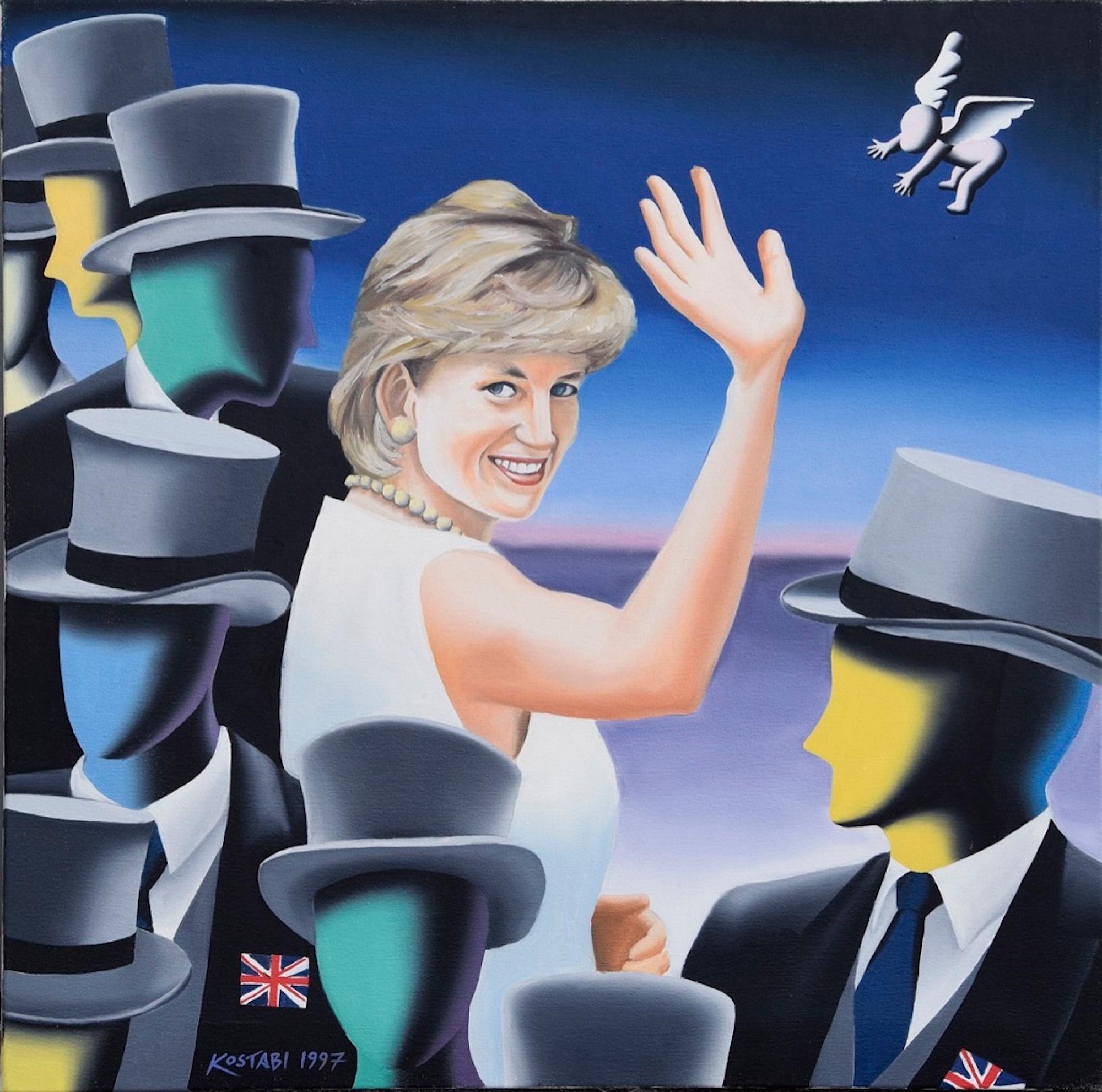 Mark Kostabi Figurative Painting - Fare Thee Well And If Forever - Oil on Canvas by M. Kostabi - 1997