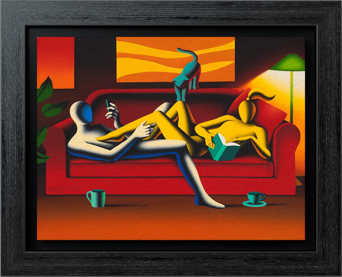 Mark Kostabi Figurative Painting - Golden is the Twilight of Memory