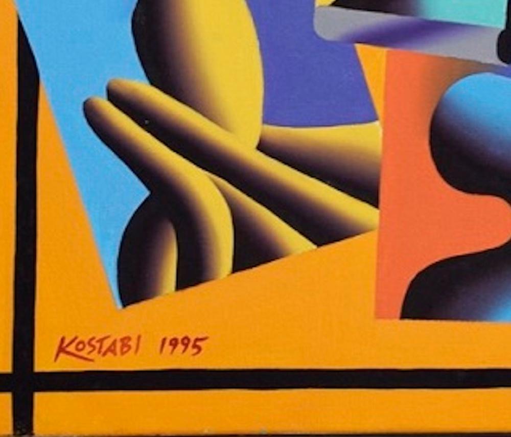 Leaming Annex - Original Oil on Canvas by M. Kostabi - 1995 - Painting by Mark Kostabi
