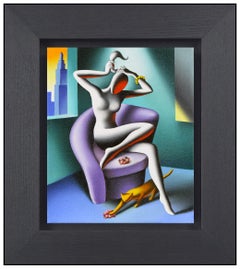 Mark Kostabi Original Oil Painting On Canvas Signed Nude Female Portrait Artwork