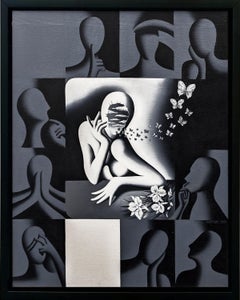 "Un giorno la mia anima si è semplicemente aperta", dipinto originale su tela, firmato, 32 x 26 in.