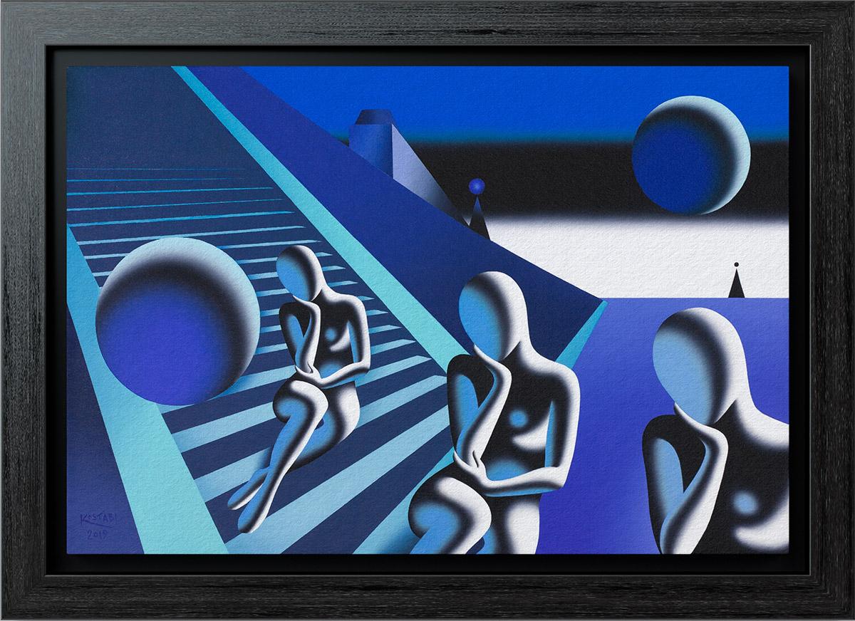 Mark Kostabi Figurative Painting - Radical Blue