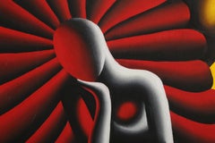 Acceso aleatorio, Pintura al óleo surrealista de Mark Kostabi