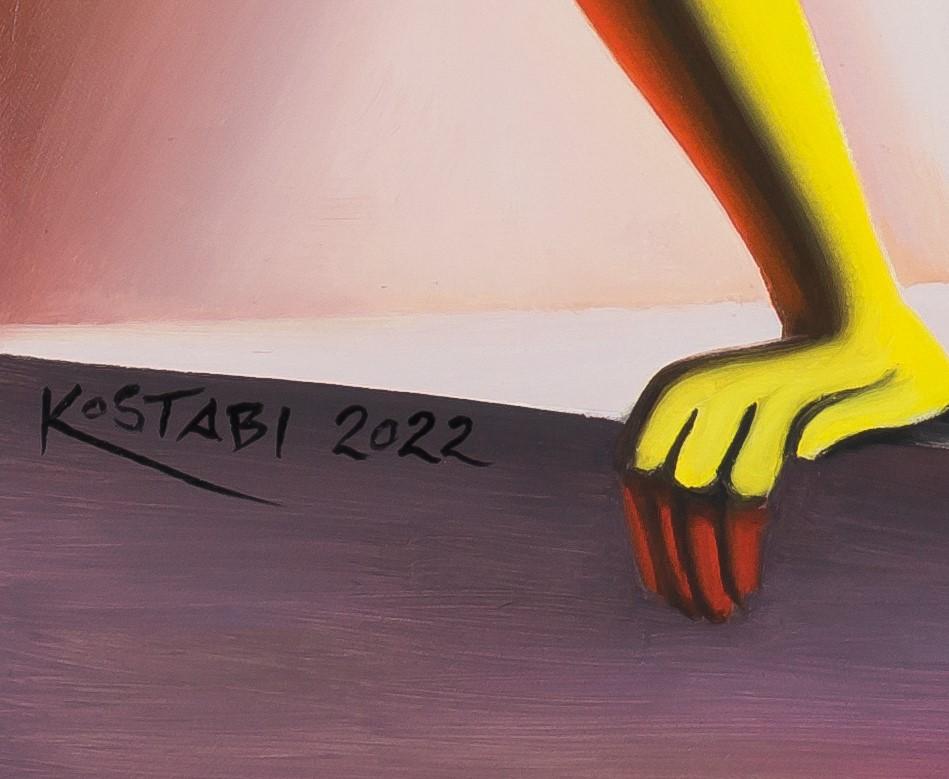 Sie hatte einen Ball (Schwarz), Figurative Painting, von Mark Kostabi