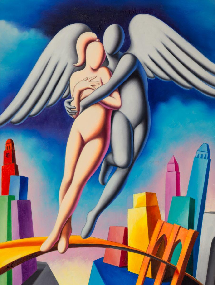 Mark Kostabi Figurative Painting – Take Me Away