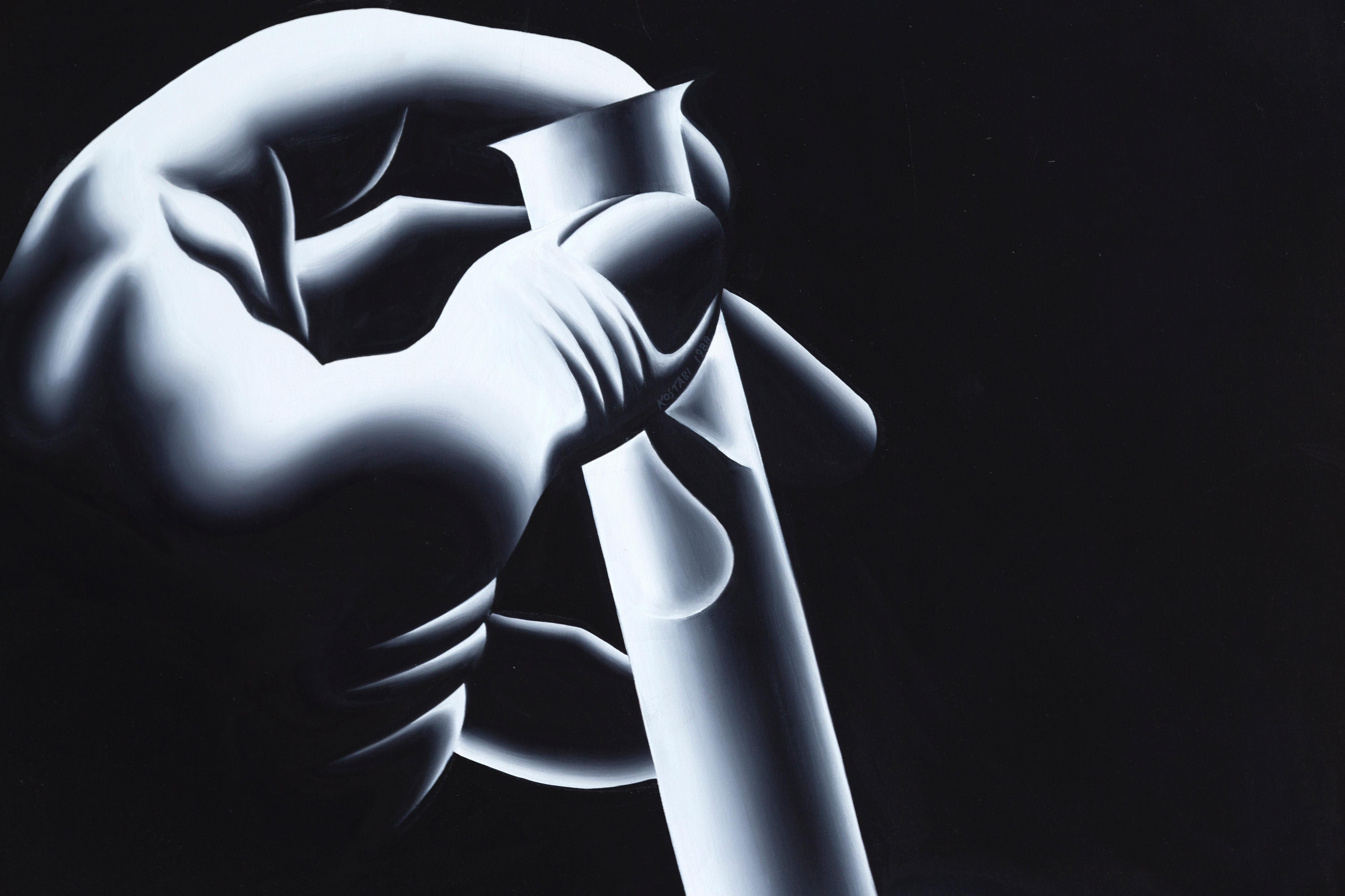 La cura - Figurative Painting Nero di Mark Kostabi