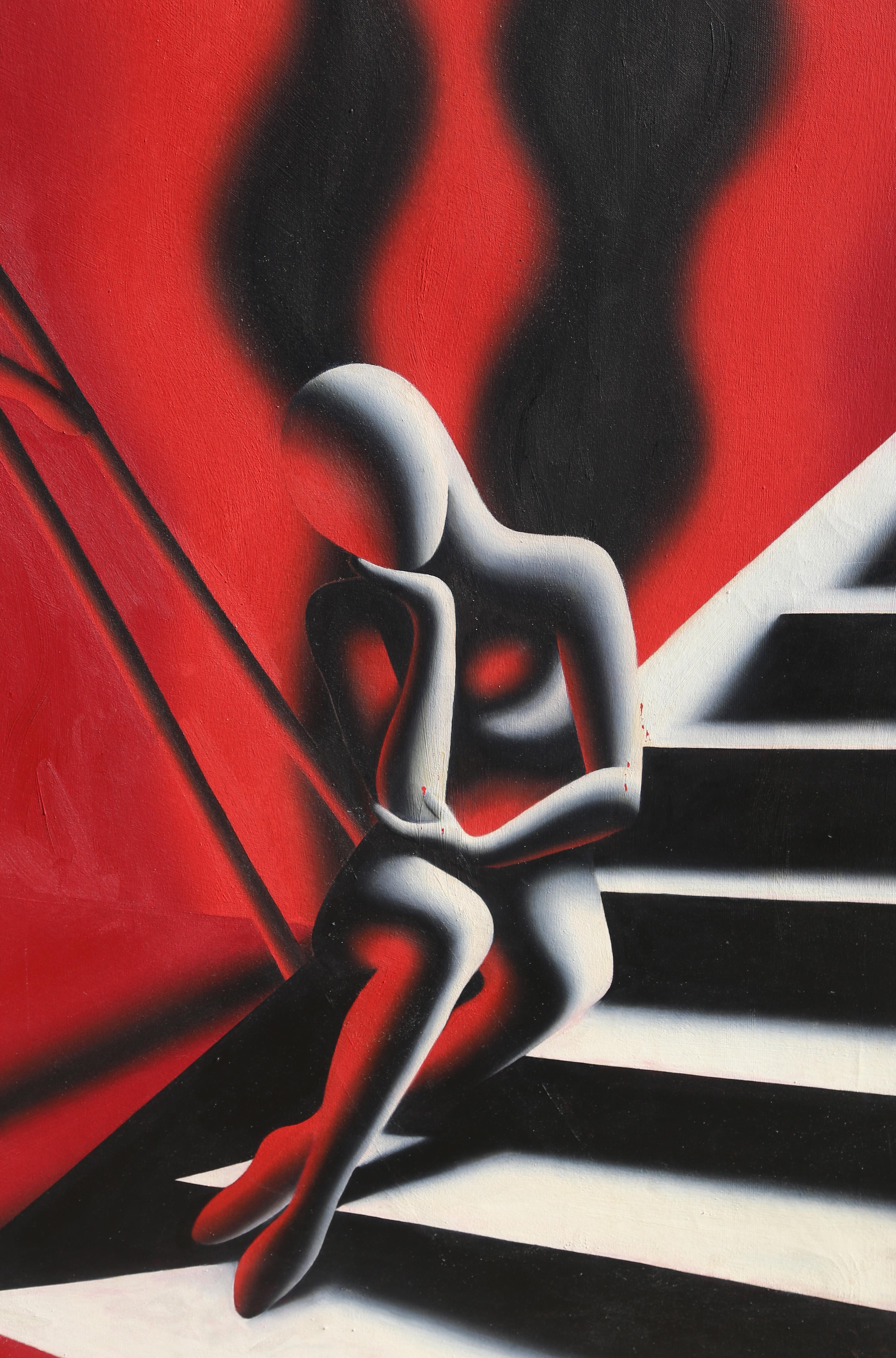 Upward Mobility - Painting by Mark Kostabi