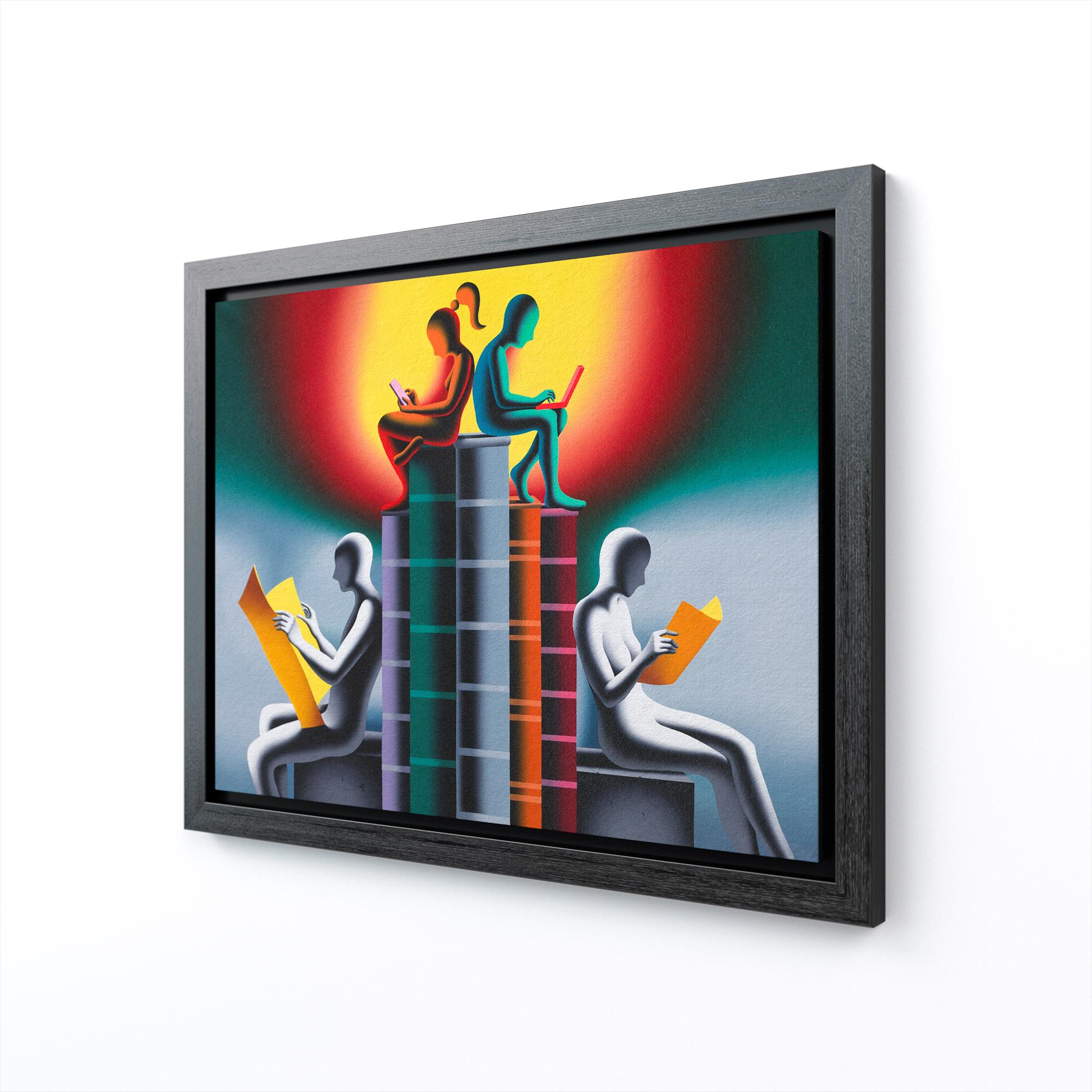 Volumes of Technology - Black Figurative Painting by Mark Kostabi