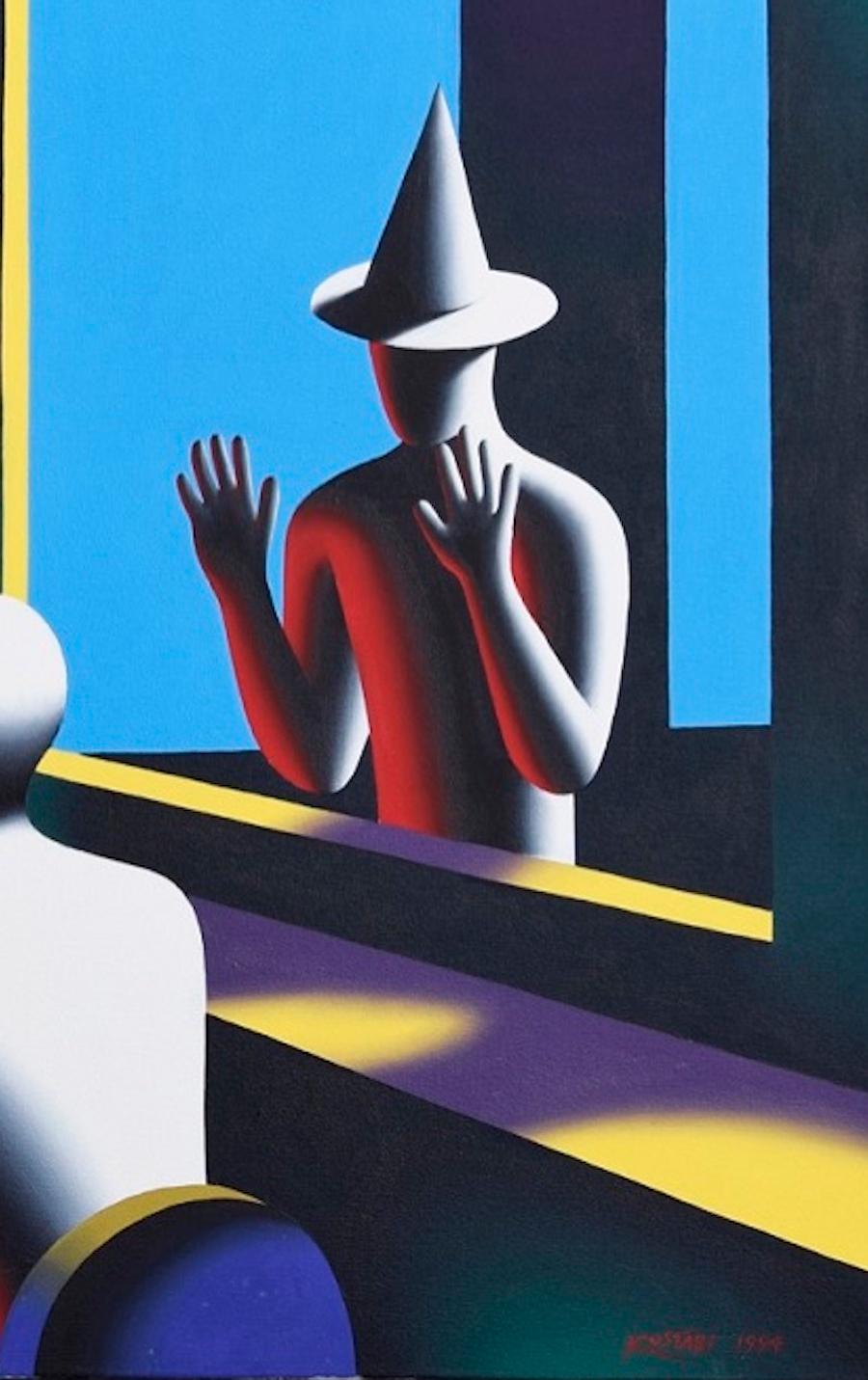 Wishful Thinking - Original Oil on Canvas by M. Kostabi - 1994 - Painting by Mark Kostabi