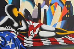 America, Surrealist Screenprint by Mark Kostabi
