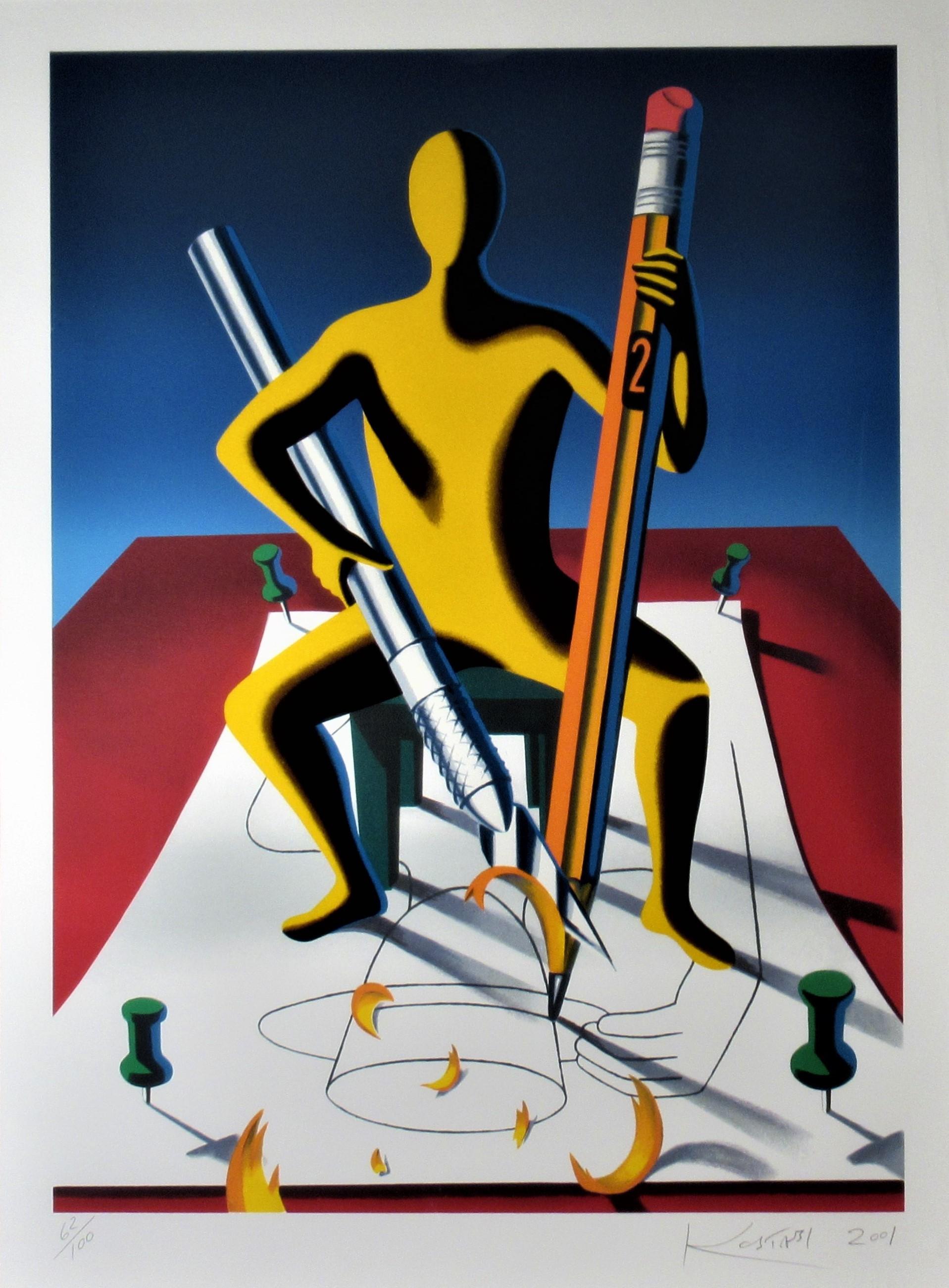 Careful Whit That Ax, Eugene - Print by Mark Kostabi