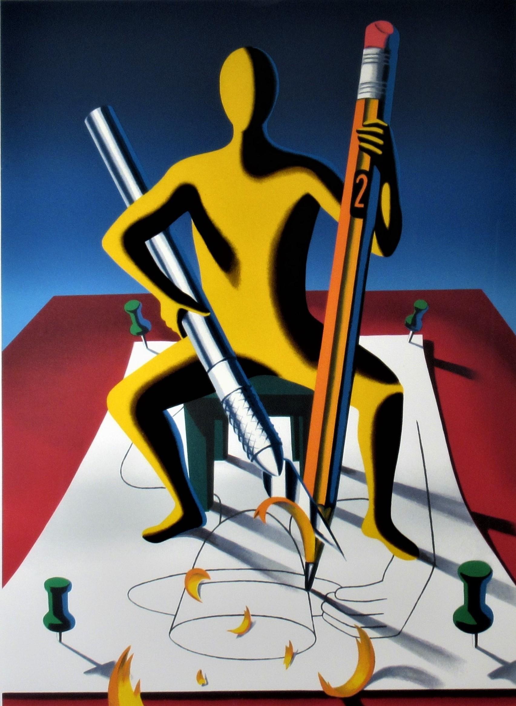 Whit That Ax soigné, Eugene - Surréalisme Print par Mark Kostabi