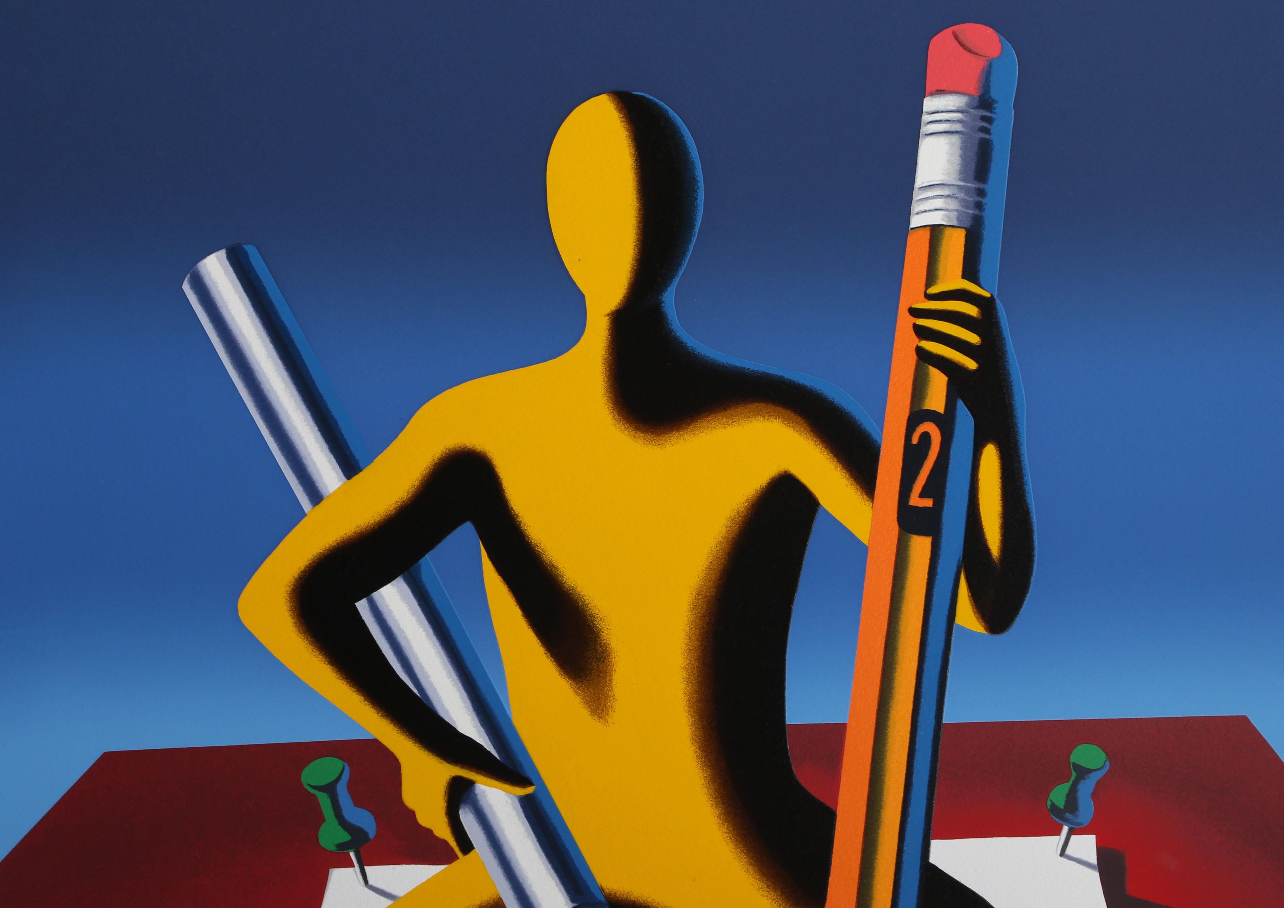 Careful With That Ax Eugene
Mark Kostabi, American (1960)
Date: 2001
Screenprint, signed and numbered in pencil
Edition of 100 (Roman Numerals)
Size: 35.5 x 27.5 inches
