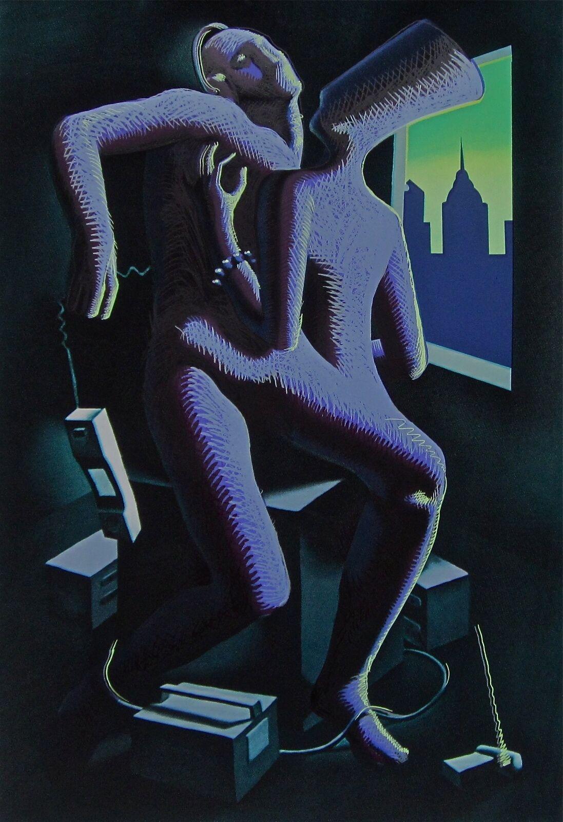 Artista: Mark Kostabi (1960)
Título: Por los pelos
Año: 1986
Edición: 9/10, 40 números arábigos, 10 números romanos, más pruebas.
Medio: Serigrafía sobre papel Arches
Tamaño: 40,5 x 30,25 pulgadas
Estado: Bueno
Inscripción: Firmada y numerada por el