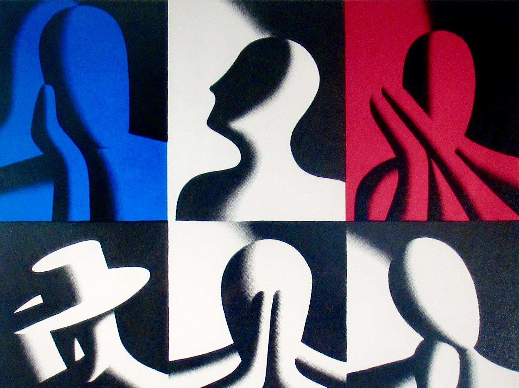 Conversations Pieces - Beige Print by Mark Kostabi