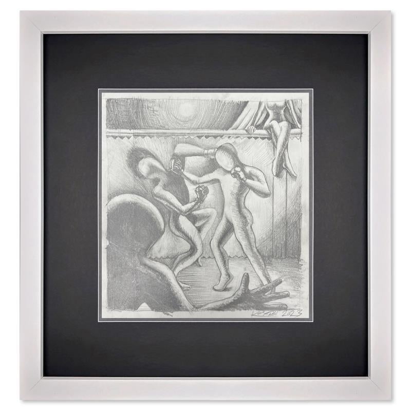 Mark Kostabi Abstract Drawing - "Eyes on the Prize" Framed Original Drawing on Paper