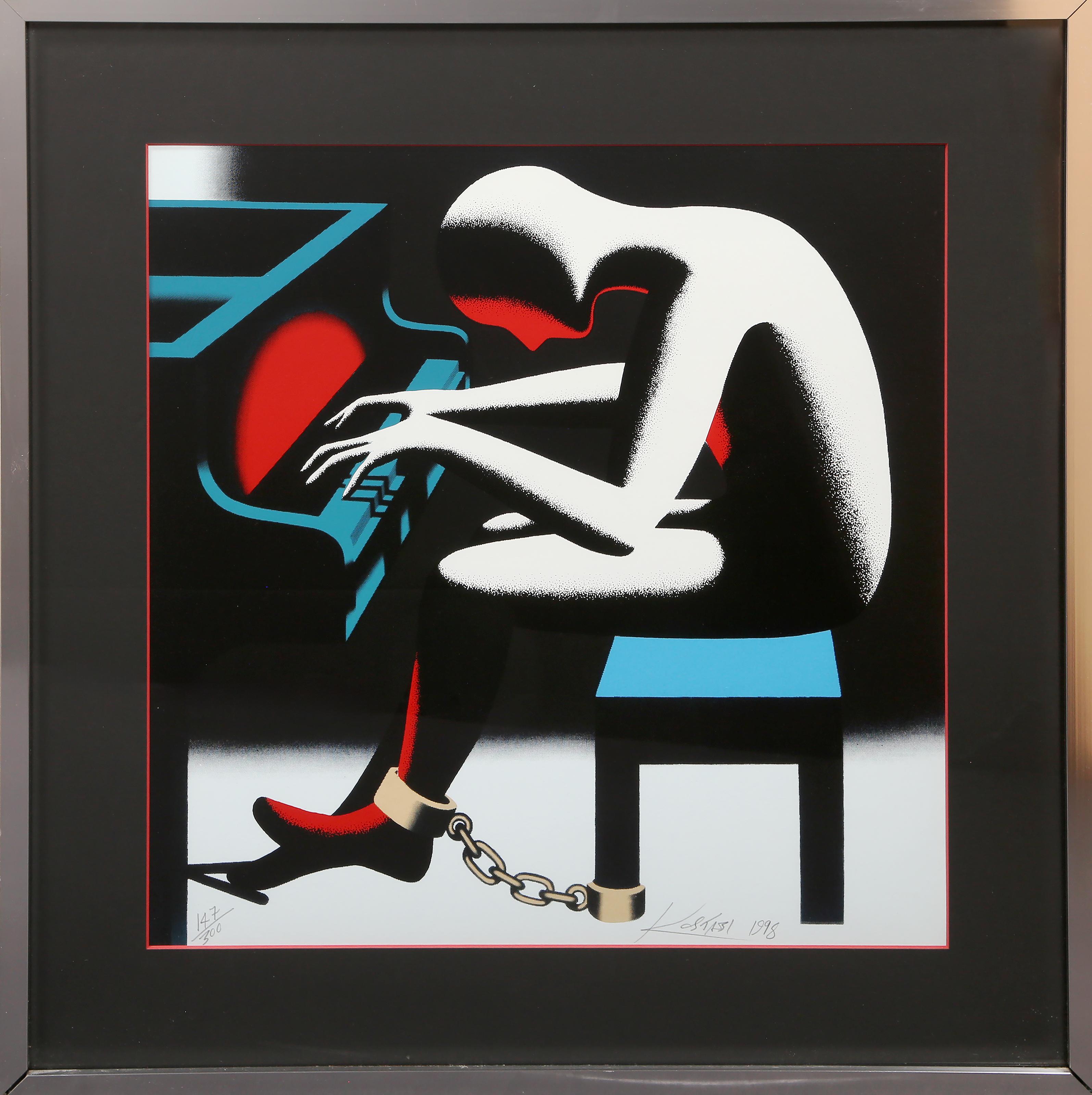 Mark Kostabi, américain (1960)
Titre : Je l'ai fait Steinway
Date : 1998
Support : Sérigraphie, signée, numérotée et datée au crayon
Edition : 147/300
Dimensions : 18 x 18 pouces
Cadre : 24.25 x 24.25 pouces
