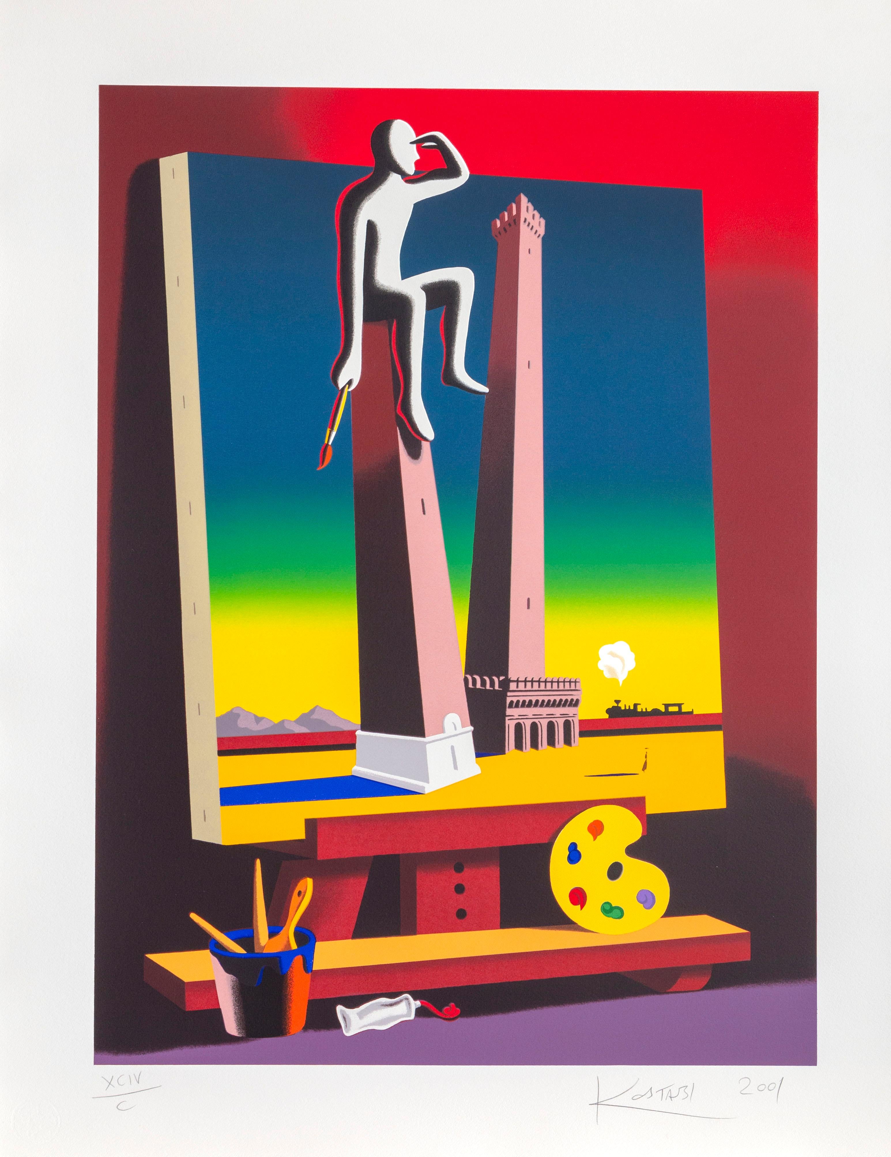 Mark Kostabi Portrait Print - Loophole with a View