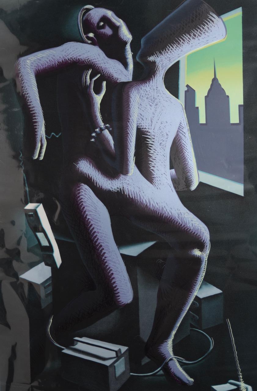 Sérigraphie originale de Mark Kostabi « Clos Call », vers 1986 en vente 1