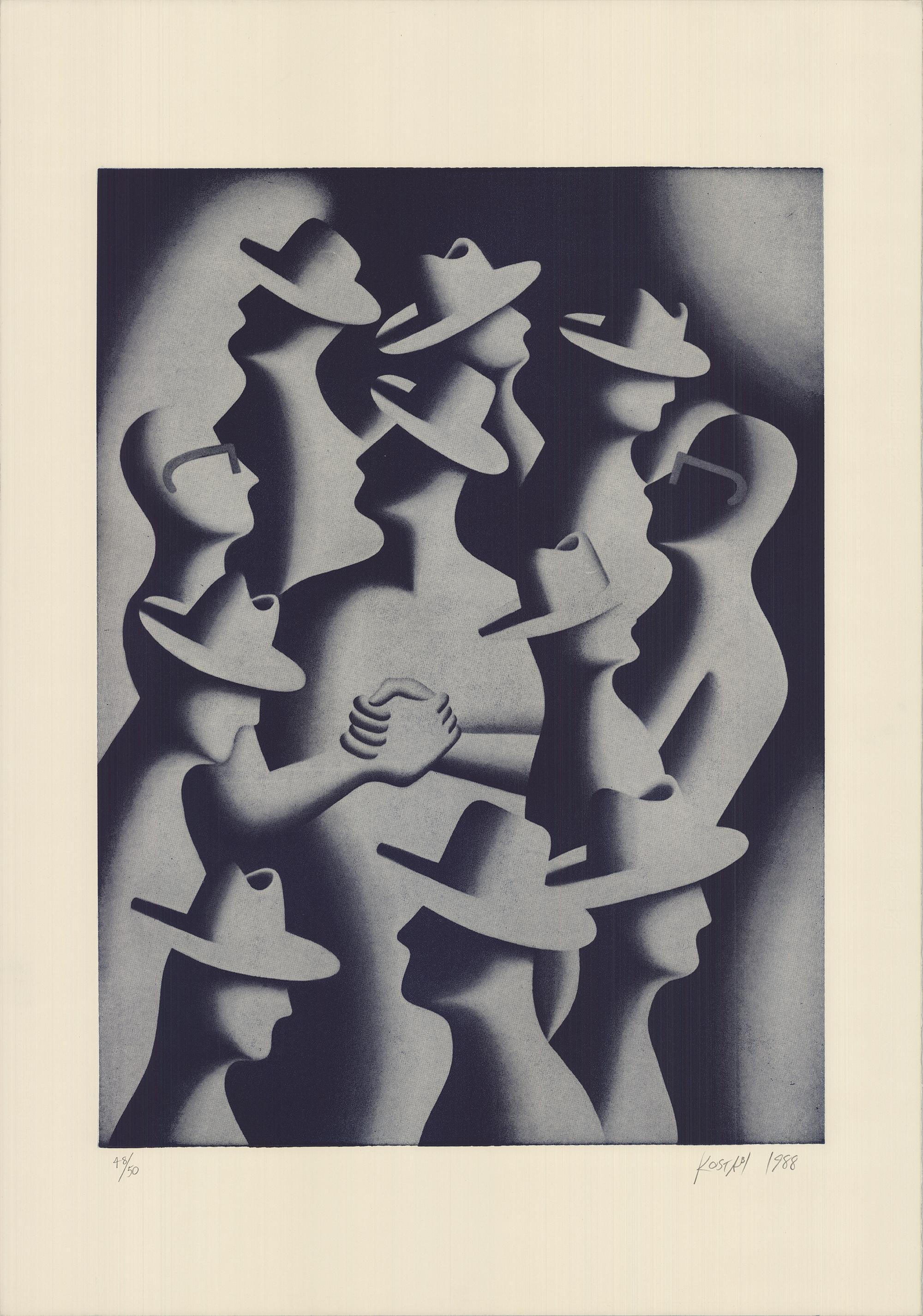 Merger and Acquisitions, 1988  - Print by Mark Kostabi