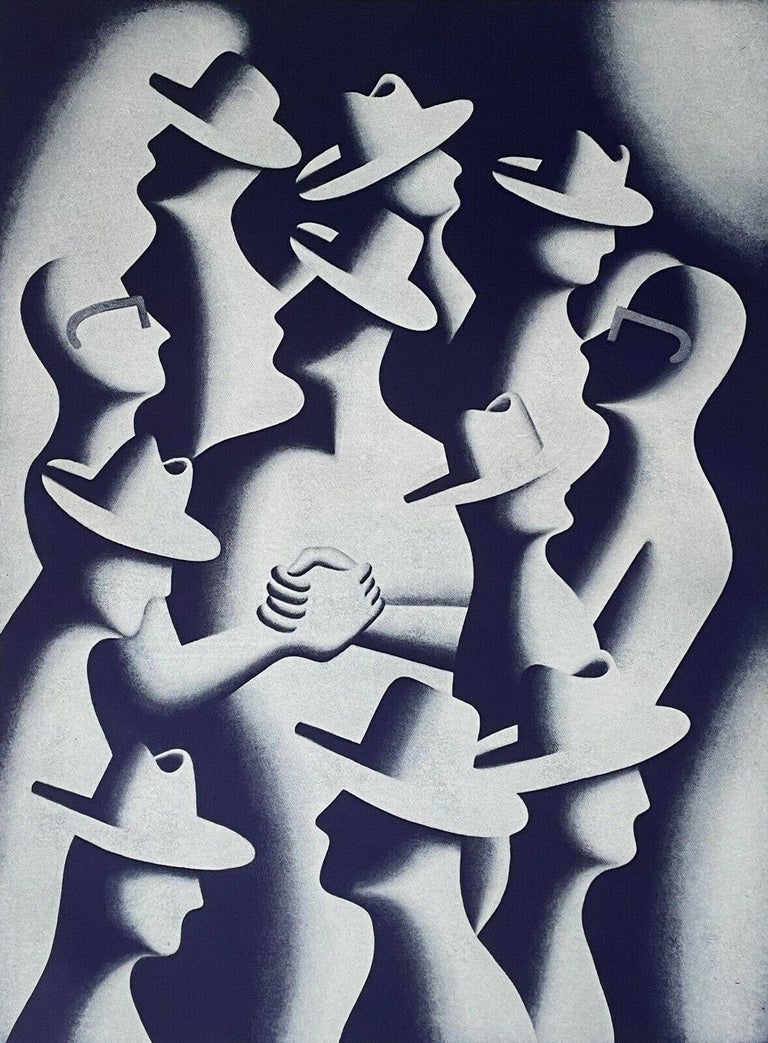 Artist: Mark Kostabi (1960)
Title: Merger
Year: 1988
Edition: 50, plus proofs.
Medium: Silkscreen on Arches paper
Size: 39 x 27.5 inches
Condition: Excellent
Inscription: Signed and numbered by the artist.

MARK KOSTABI (1960- ) Born in California,