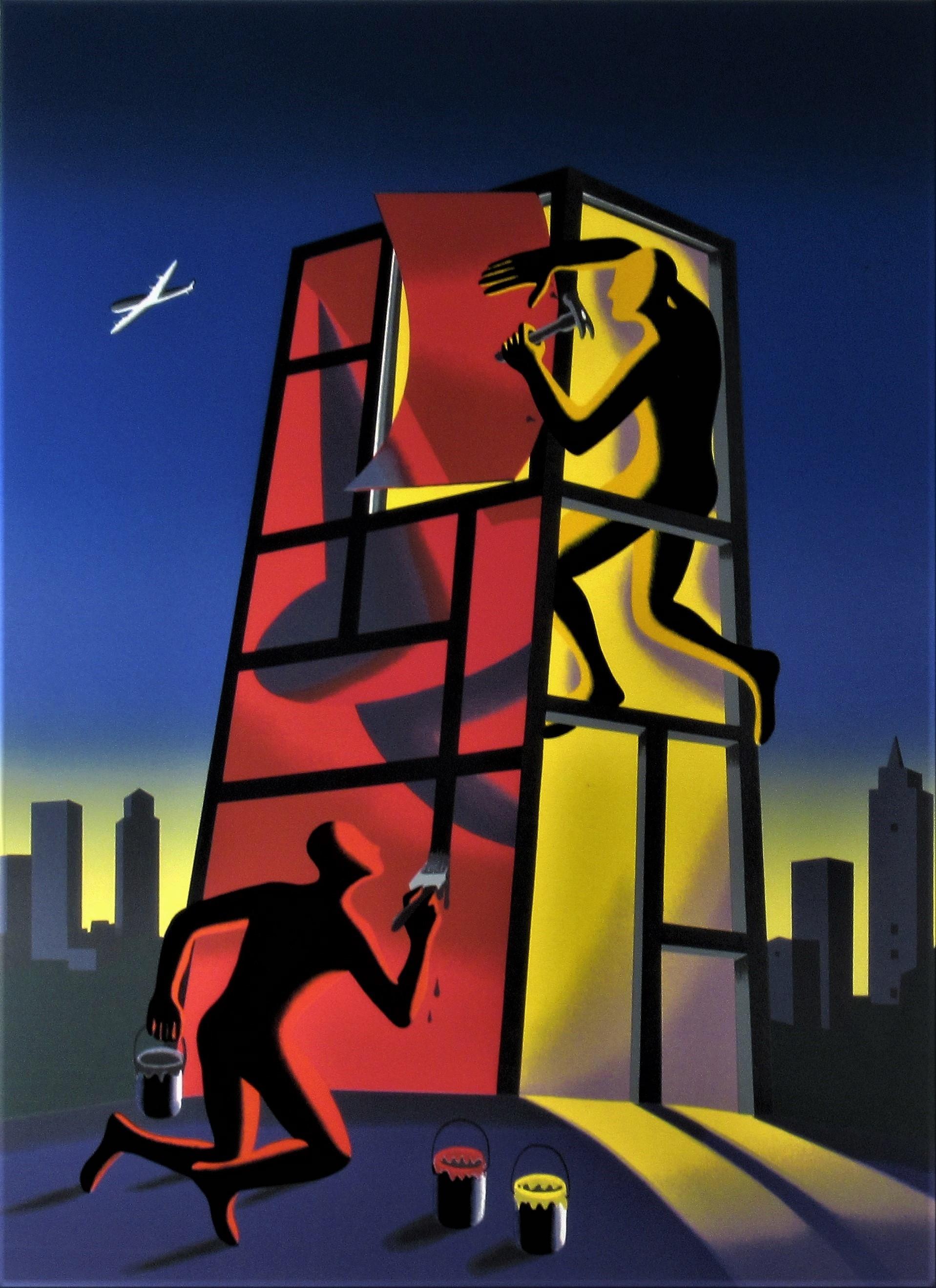Panico nel campo minato - Print Surrealismo di Mark Kostabi
