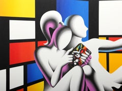 Surrealistischer Siebdruck der sozialen Moderne von Mark Kostabi