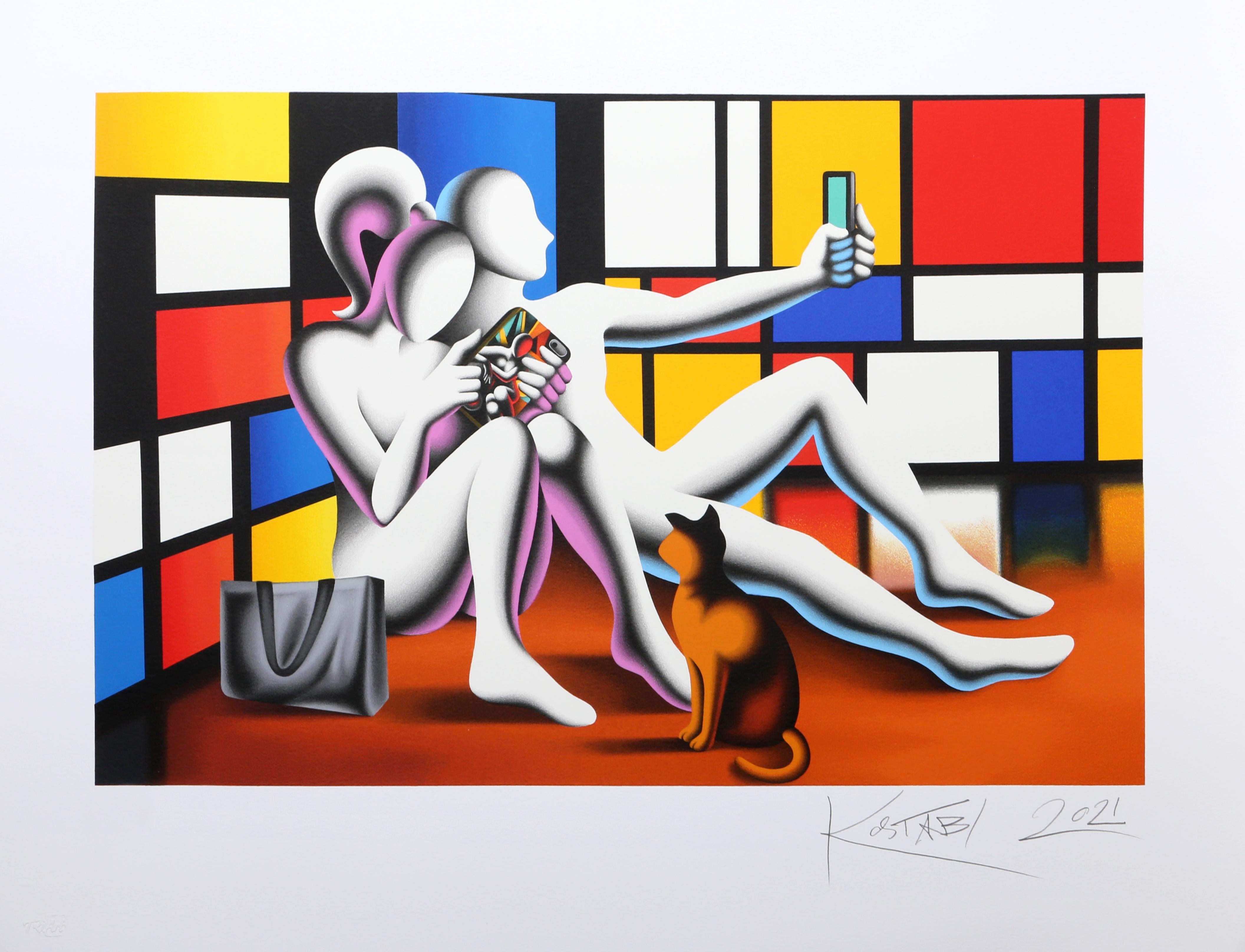 Mark Kostabi Figurative Print - Social Modernism