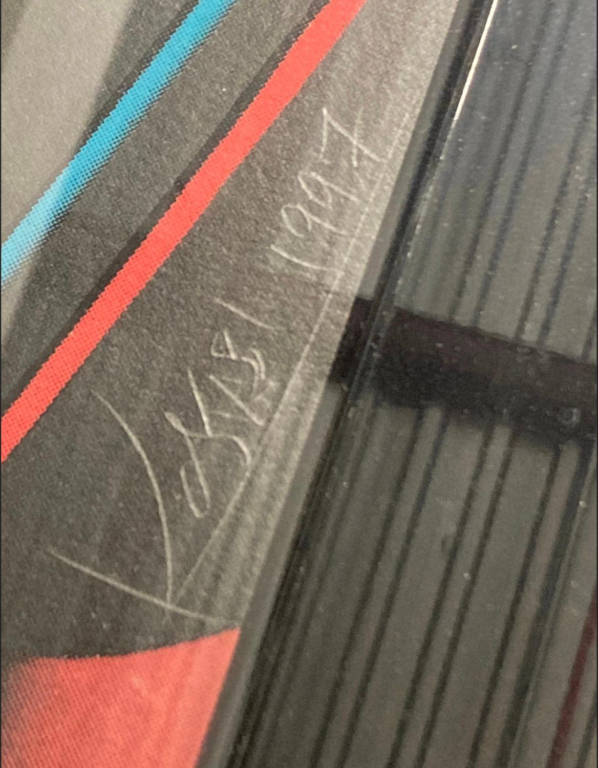 This is an Mark Kostabi Signed and numbers “The Cellist” Serigraph . In good condition minor scratches on frame. Measures 32x27