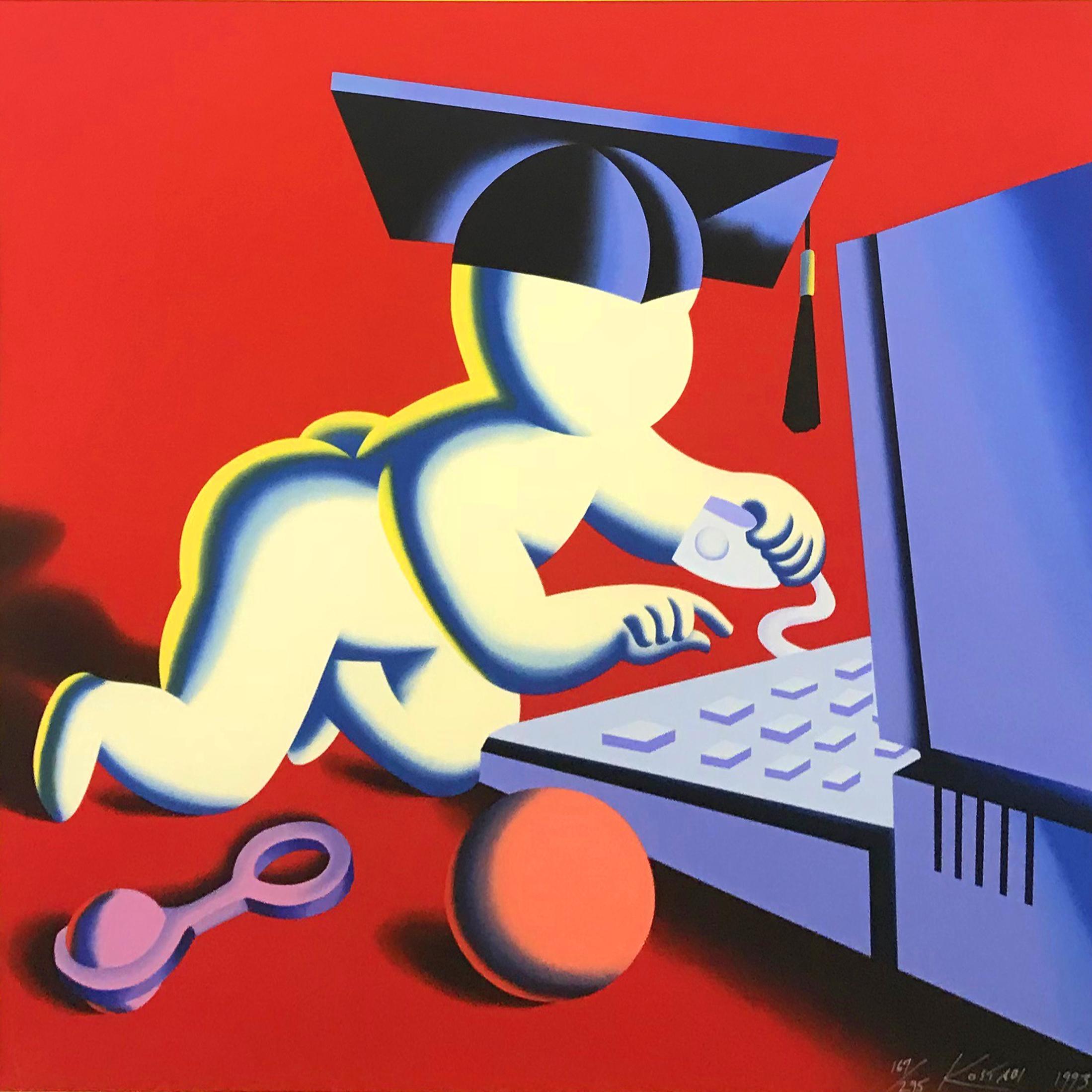 THE EARLY NERD GETS THE WORM - Print by Mark Kostabi