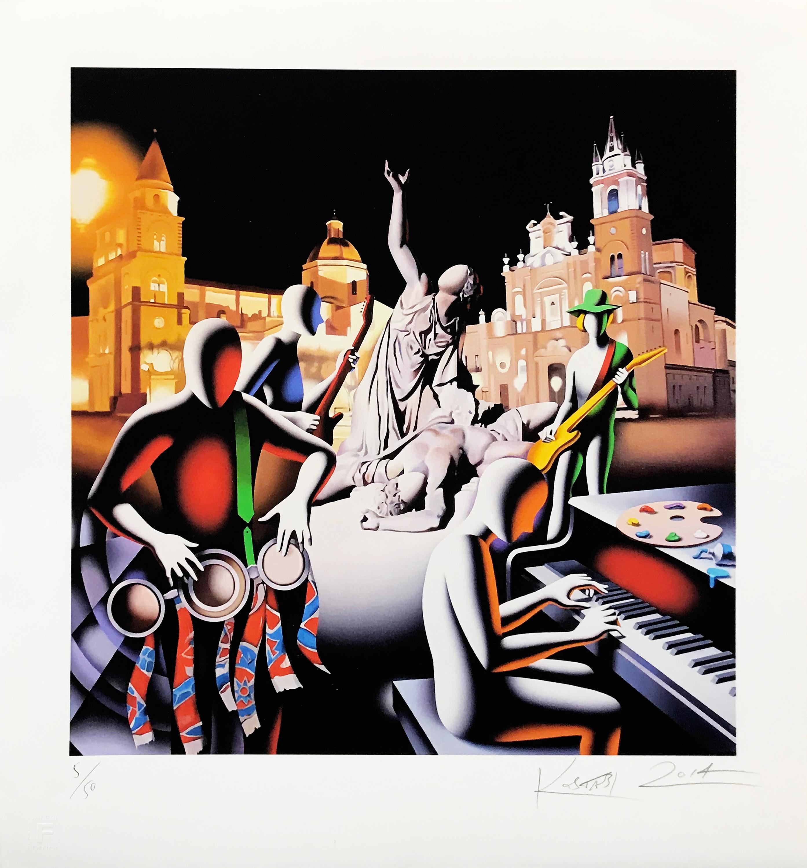 THE FIRST SET WAS IN STONE - Print by Mark Kostabi
