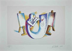 The Painter's Atelier - Lithograph by M. Kostabi - 2000