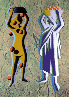 Two Cultures, Green, by Mark Kostabi