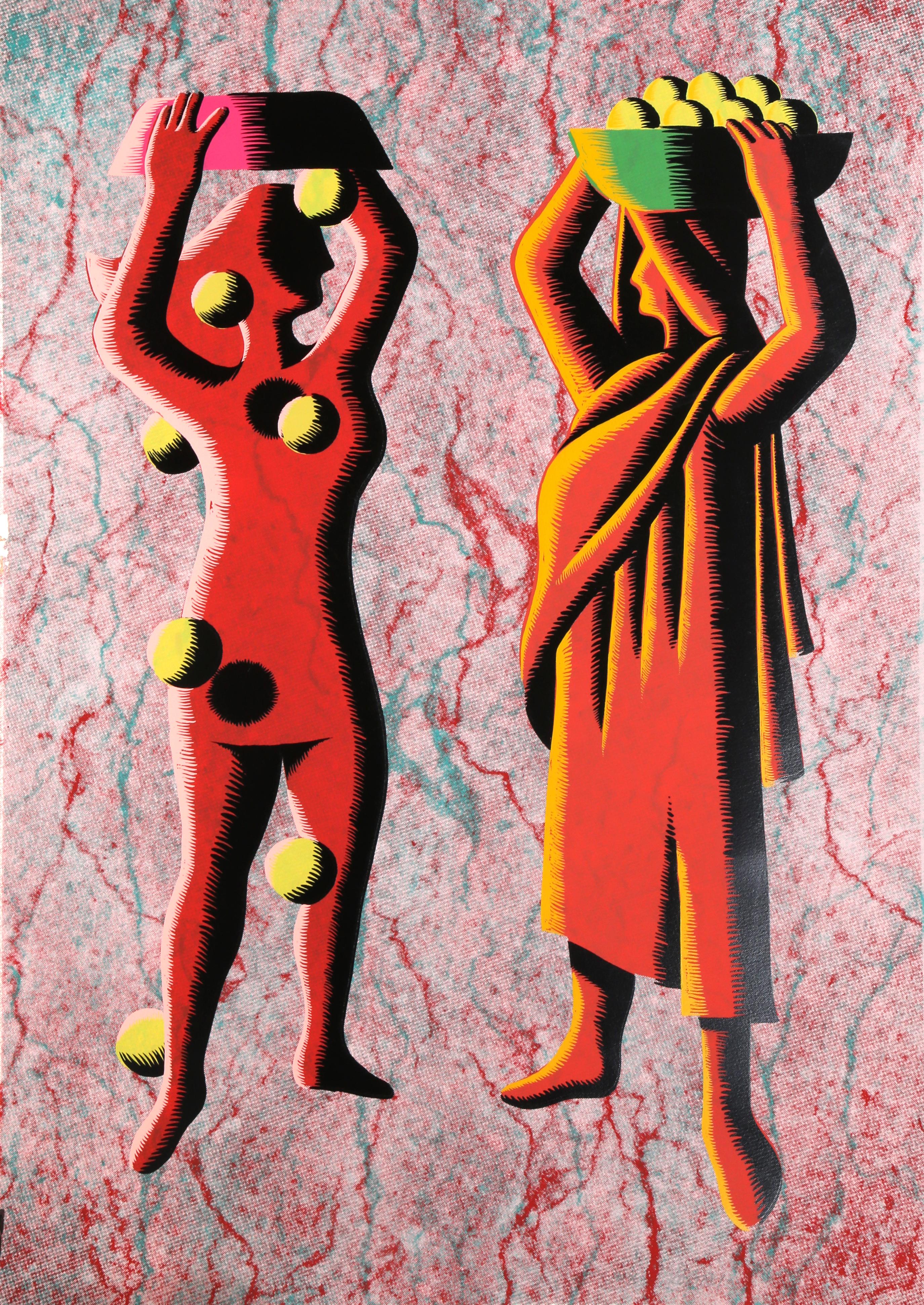 Two Cultures, Red, by Mark Kostabi