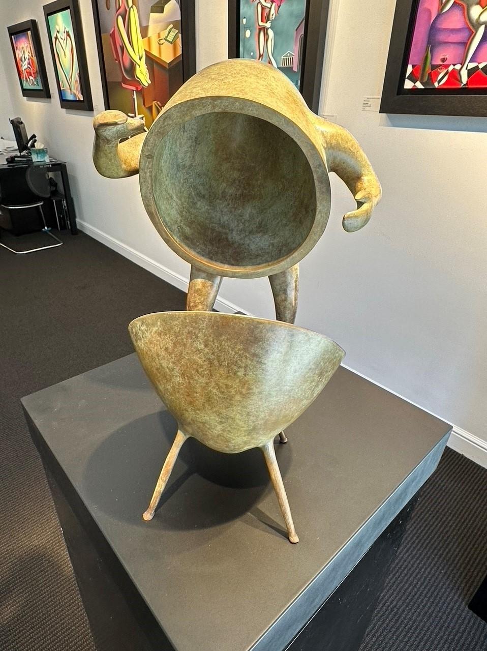 Homebody is a sculpture in bronze, signed and dated ‘KOSTABI 2022,’ and numbered 4/8 from the edition of ten on the side of the main figure (there were also 2 AP).

Mark Kostabi is widely known for his paintings, but the artist has also worked in