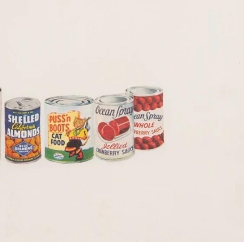 Peanut Butter & Tin Cans - Pop Art Paper Collage in Perspex Frame, 1962 For Sale 4